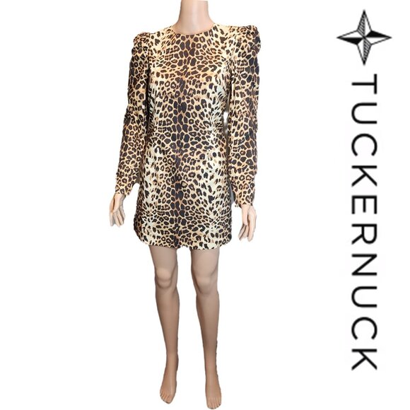 Tuckernuck x India Hicks Leopard Domino Dress NWT Brown Med - Picture 1 of 8